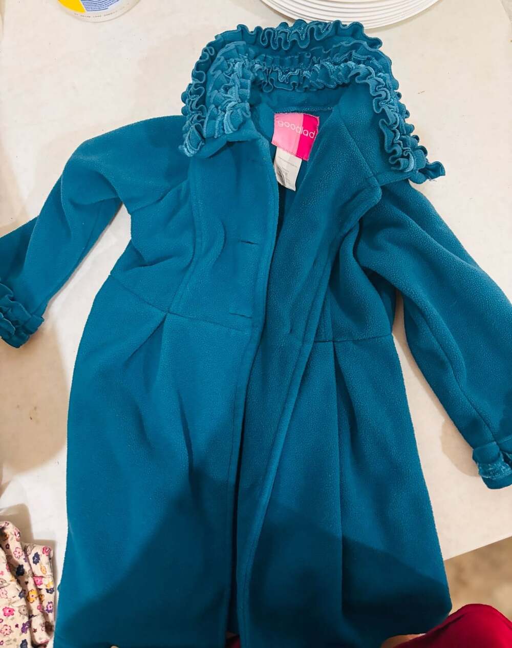 Goodlad Teal Fleece Coat with Ruffled Collar Size 3T
